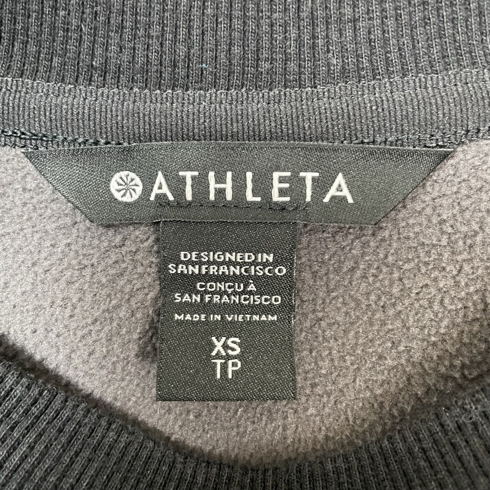 Athleta Sweatshirt Womens XS Gray Camo Fleece Triumph Crewneck Pullover Stretch - Picture 7 of 10